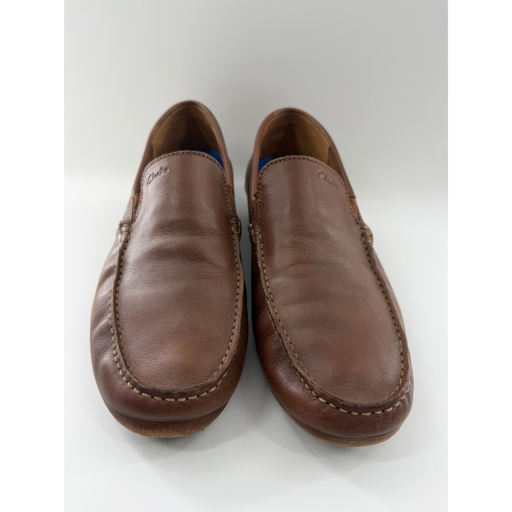 Clarks Men's Shoe Markman Brown Leather Driving Style Loafers Slippers Size 13 M